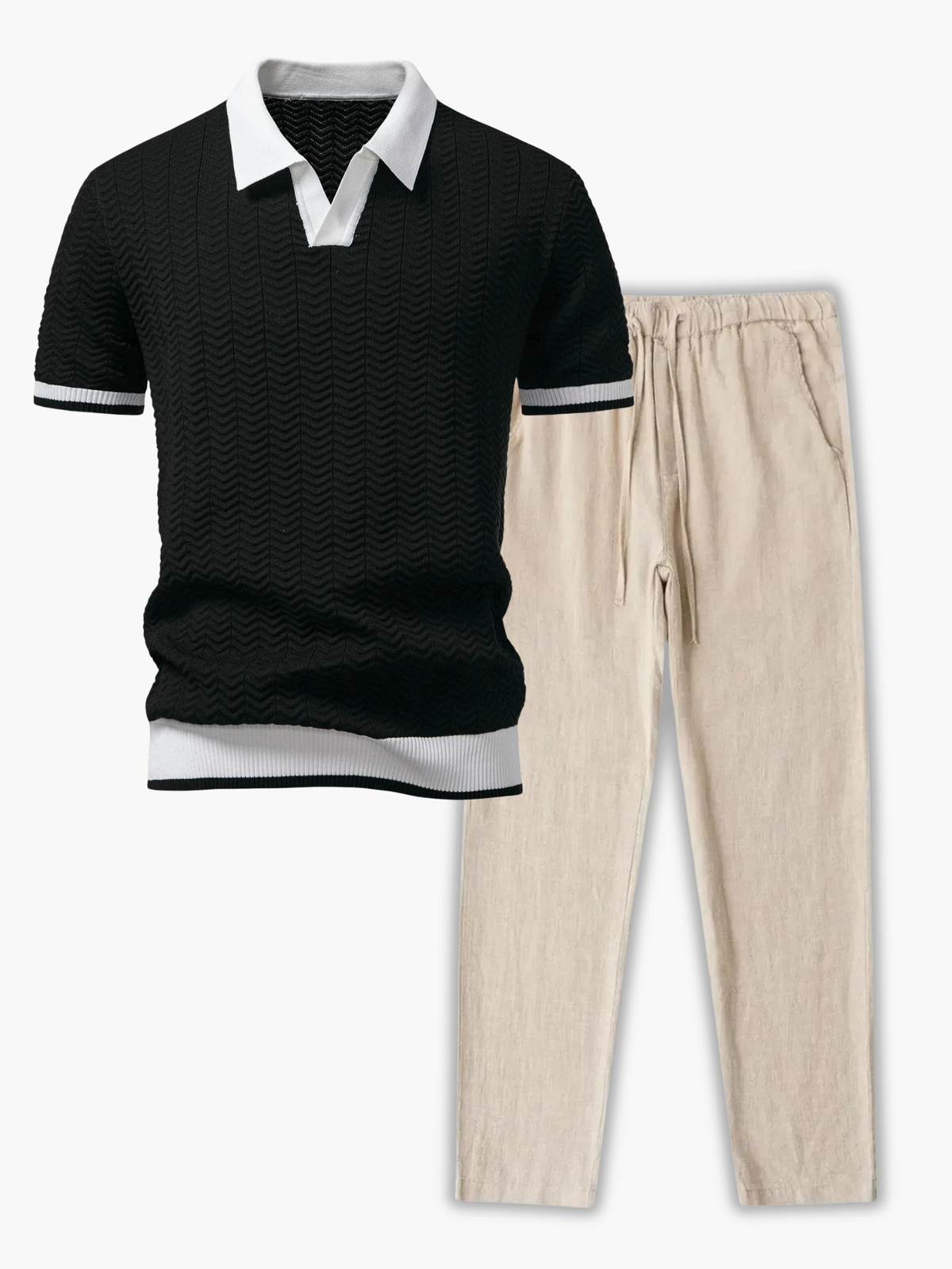 Ensemble homme polo tricoté - Noir