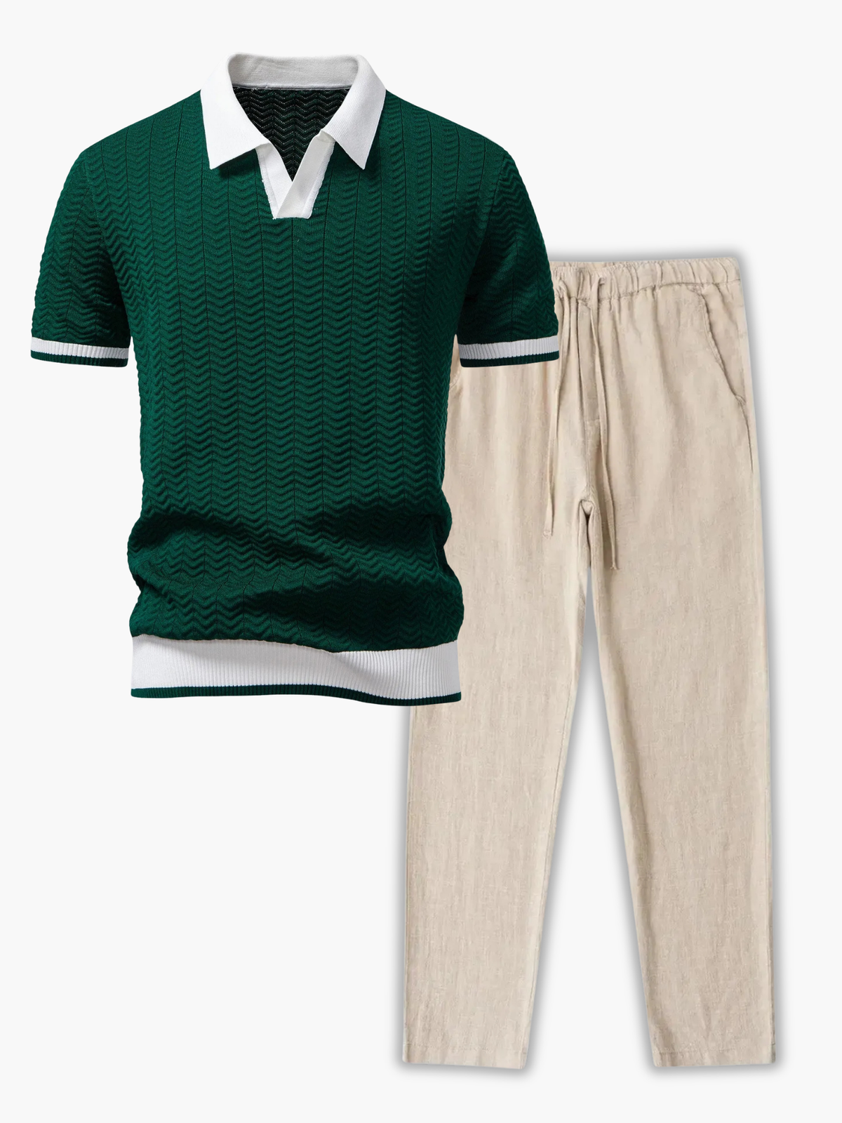 Ensemble homme polo tricoté - Vert fonce