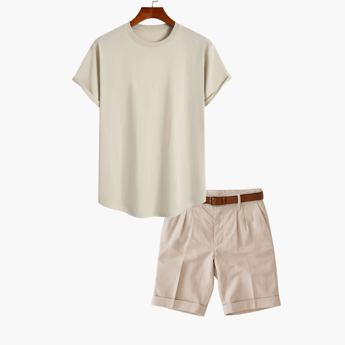Ensemble homme t-shirt et short - Beige