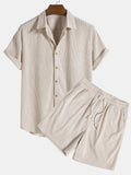 Ensemble homme texturé manches courtes - Beige