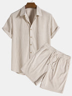 Ensemble homme texturé manches courtes - Beige