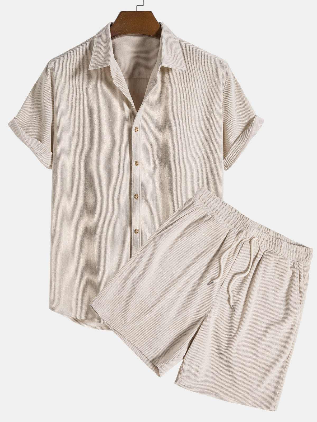 Ensemble homme texturé manches courtes - Beige
