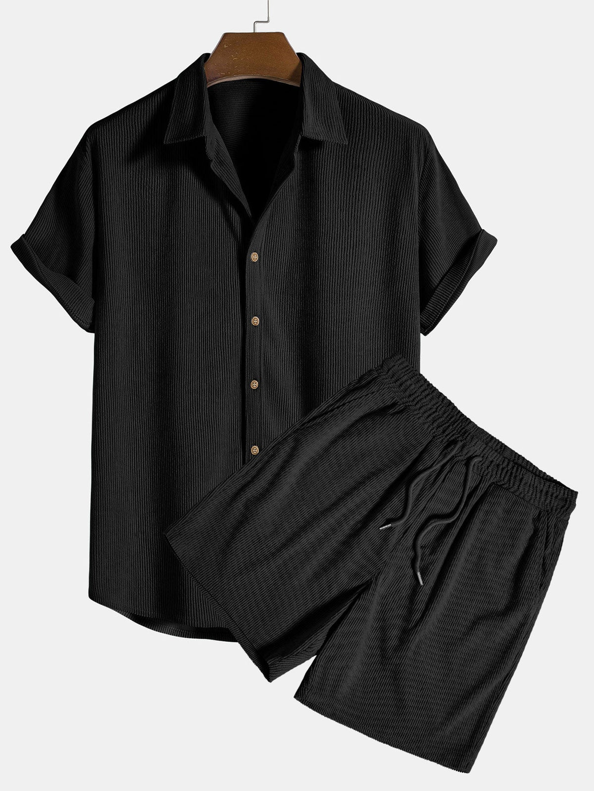 Ensemble homme texturé manches courtes - Noir