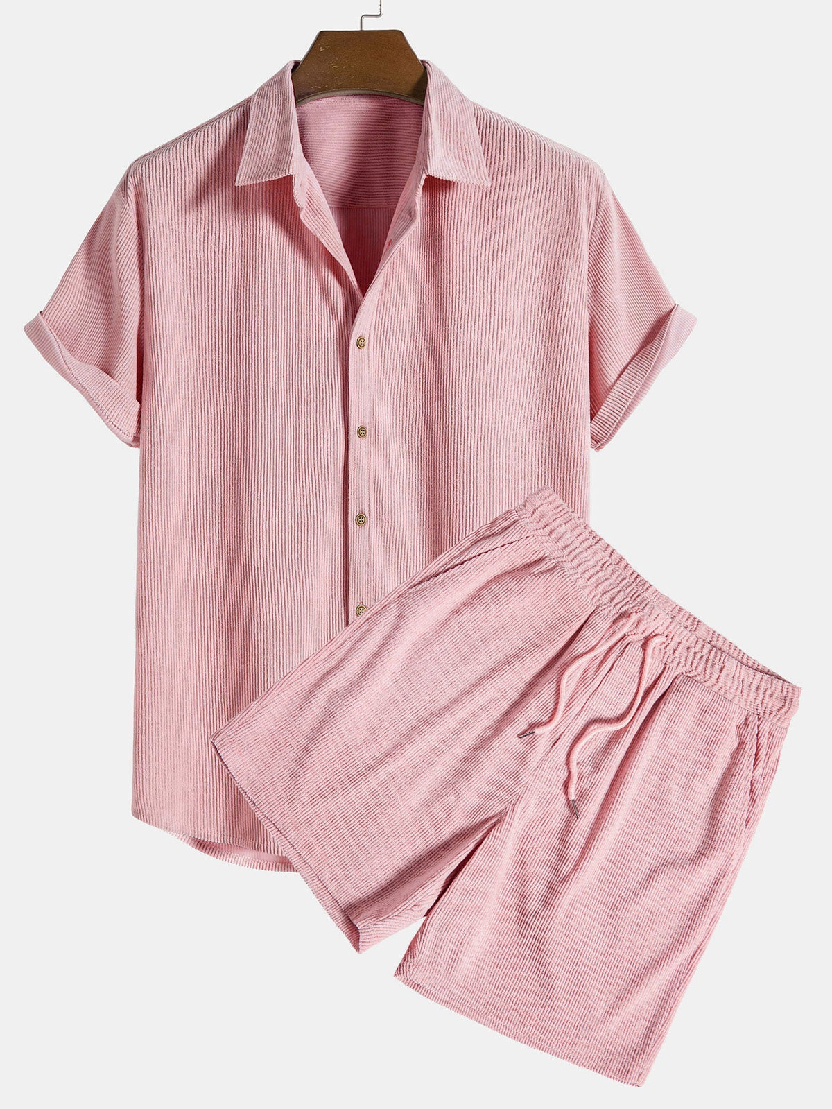 Ensemble homme texturé manches courtes - Rose