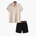 Ensemble homme texturé polo et short - Beige