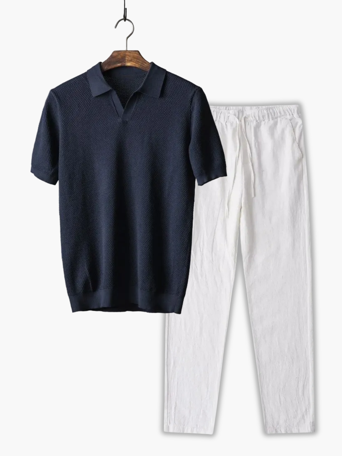 Ensemble Polo à Col Classique et Pantalon - Bleu marine