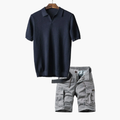 Ensemble Polo et Short Cargo Homme - Bleu marine