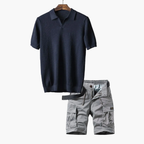 Ensemble Polo et Short Cargo Homme - Bleu marine