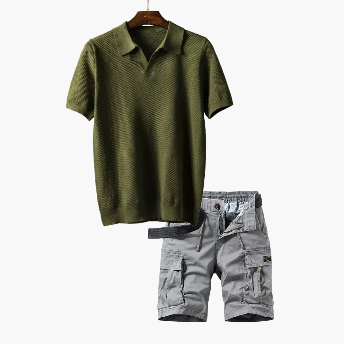 Ensemble Polo et Short Cargo Homme - Vert