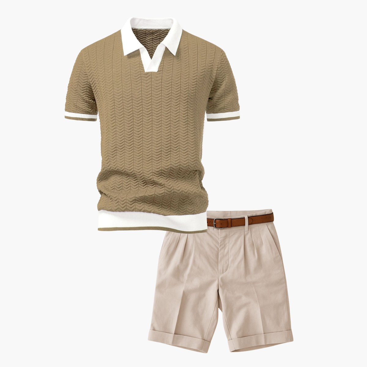 Ensemble Polo Texturé Homme - Beige