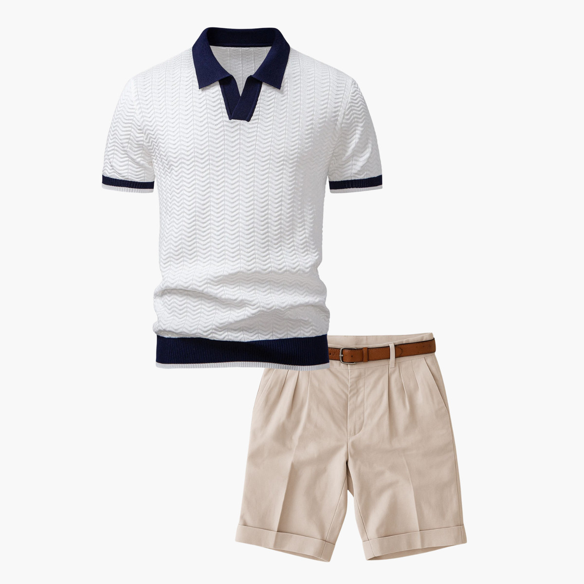 Ensemble Polo Texturé Homme - Blanc