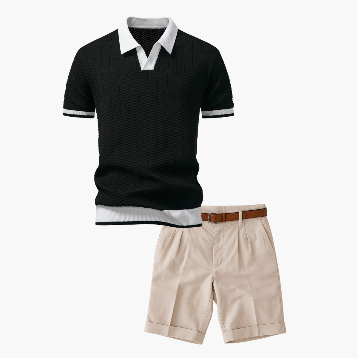 Ensemble Polo Texturé Homme - Noir