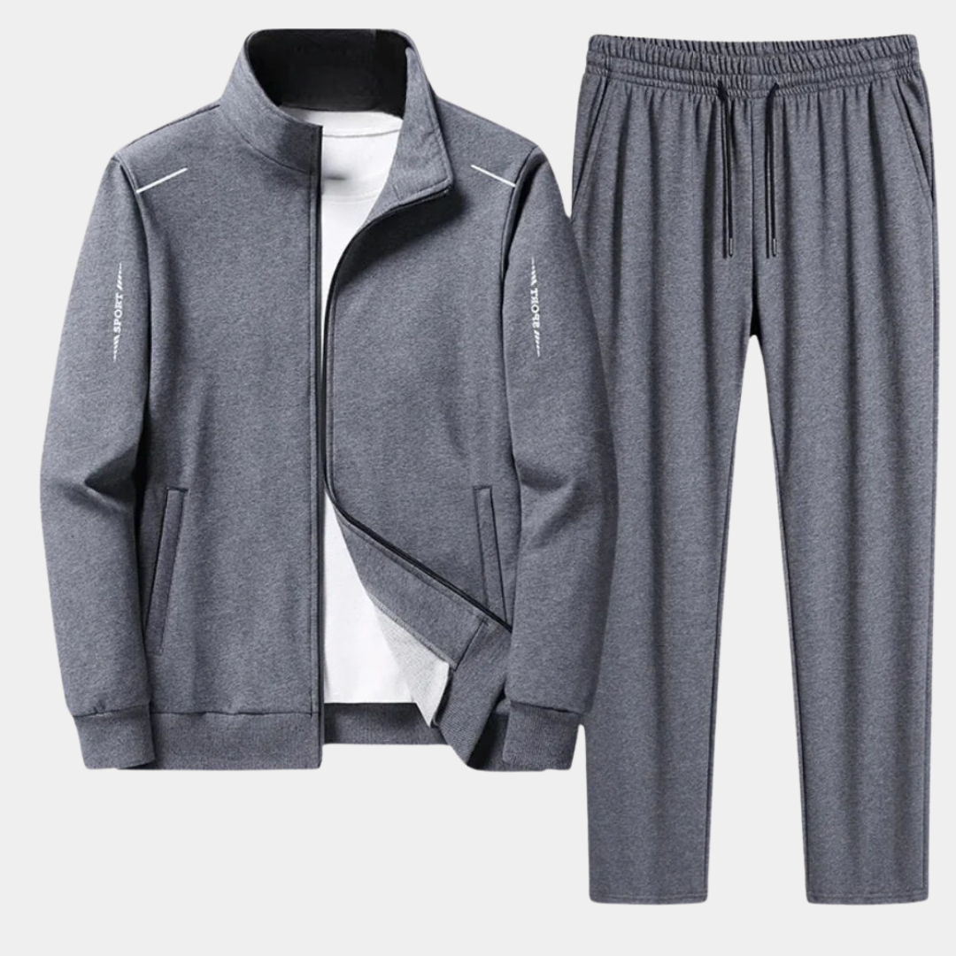 Ensemble Survêtement Homme Zip Complet Stylé – Veste Athlétique et Pantalon Jogger Confortable - Gris