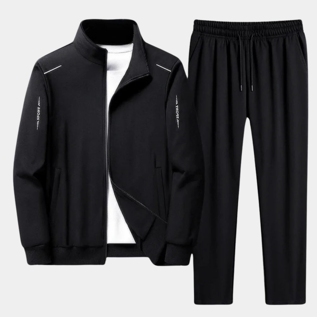 Ensemble Survêtement Homme Zip Complet Stylé – Veste Athlétique et Pantalon Jogger Confortable - Noir