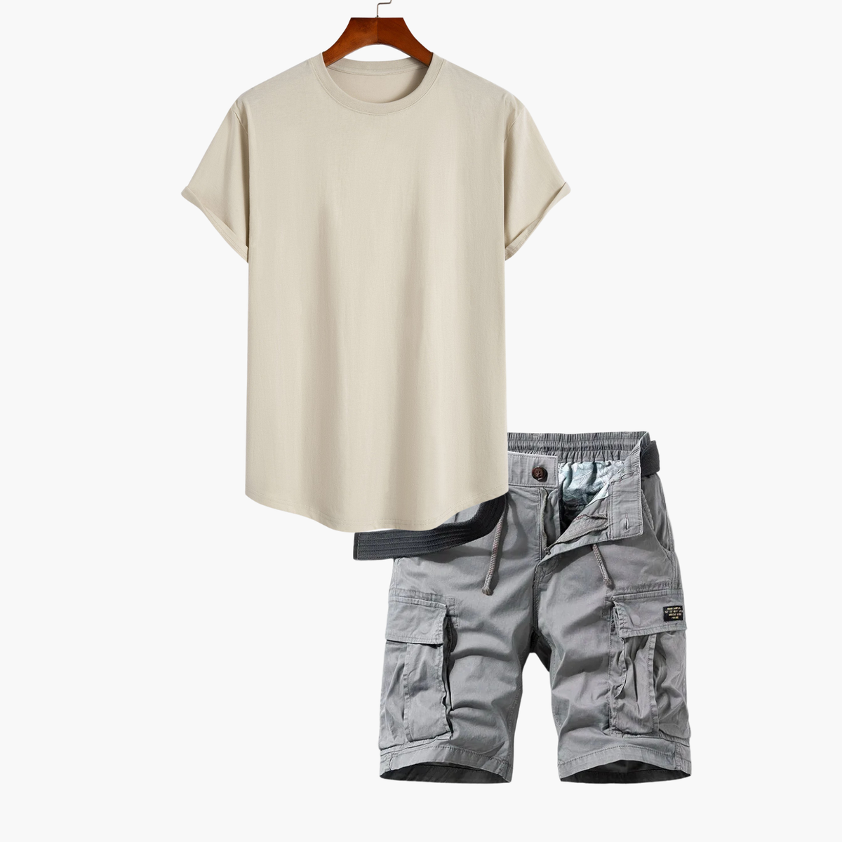 Ensemble T-shirt et Short Cargo Homme - Beige