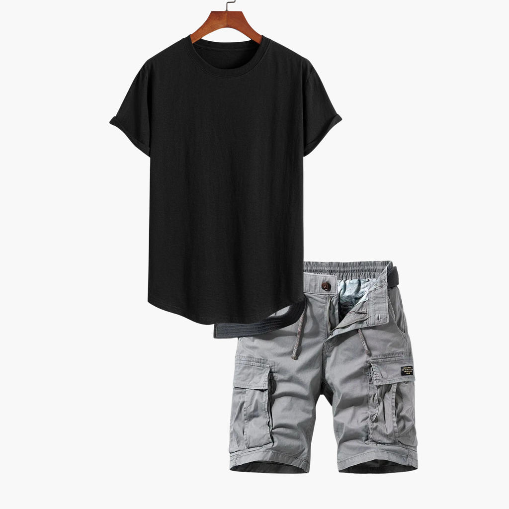 Ensemble T-shirt et Short Cargo Homme - Noir