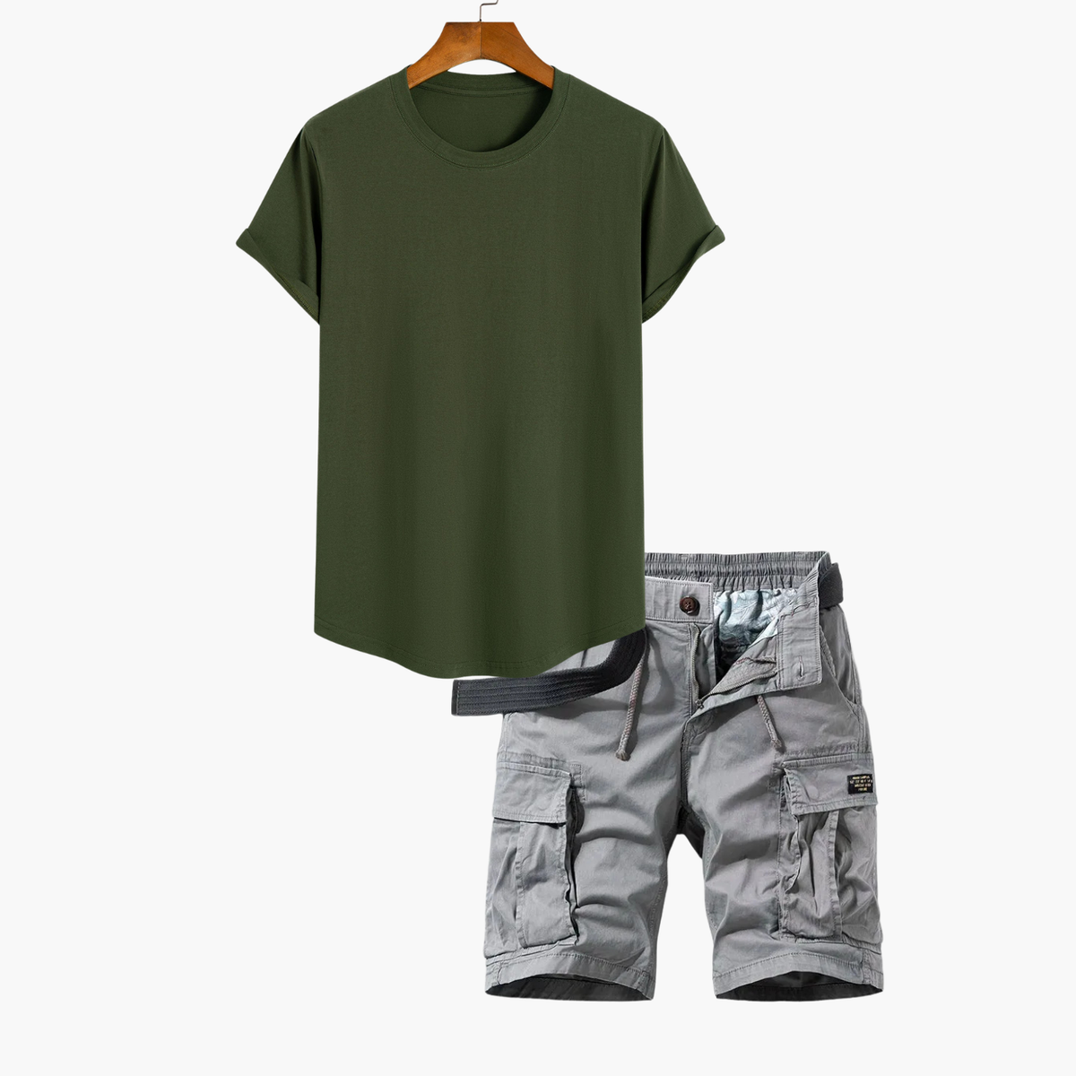 Ensemble T-shirt et Short Cargo Homme - Vert