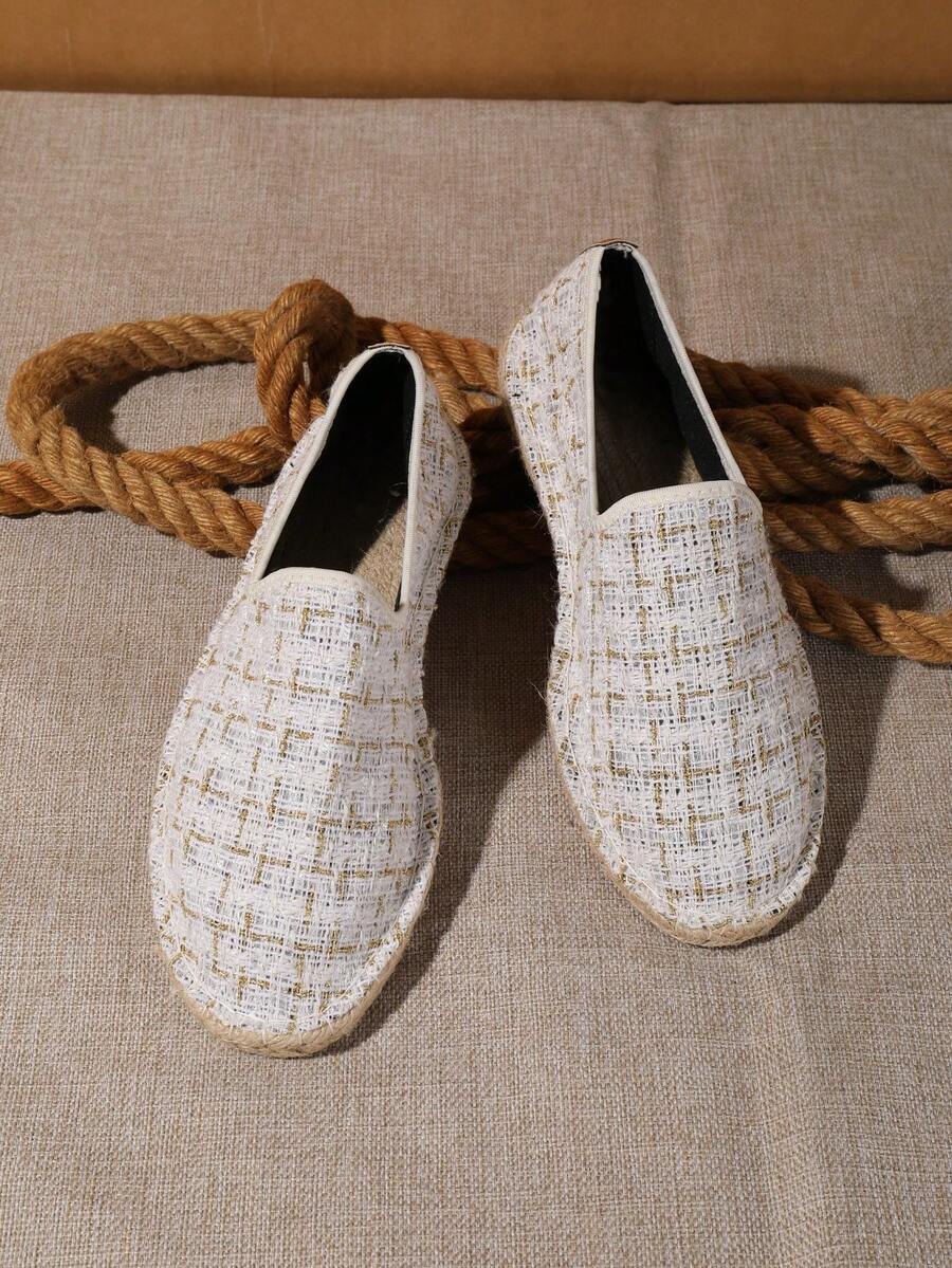 Espadrilles homme à enfiler semelle plate - Blanc