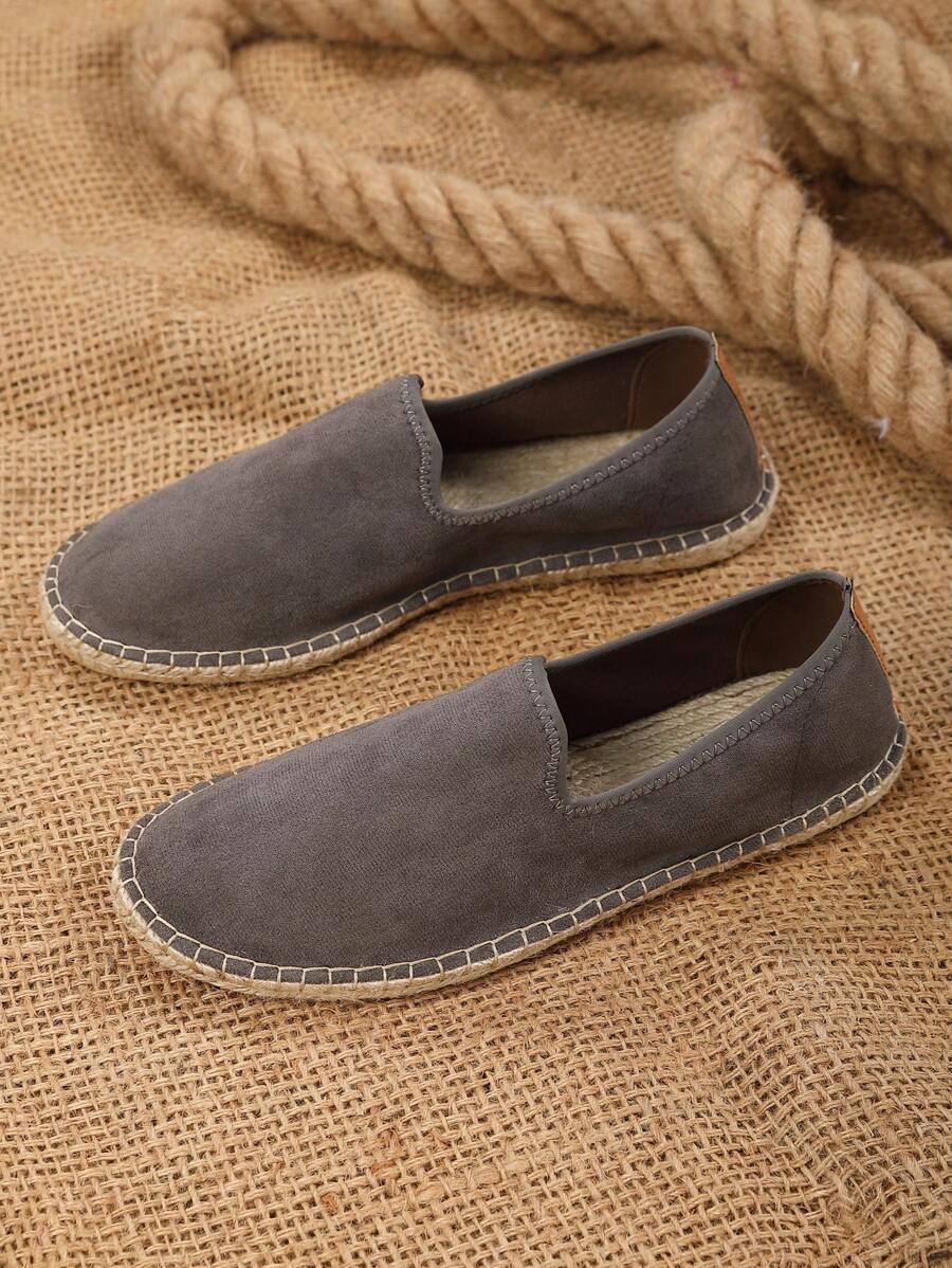Espadrilles homme à enfiler semelle plate - Gris