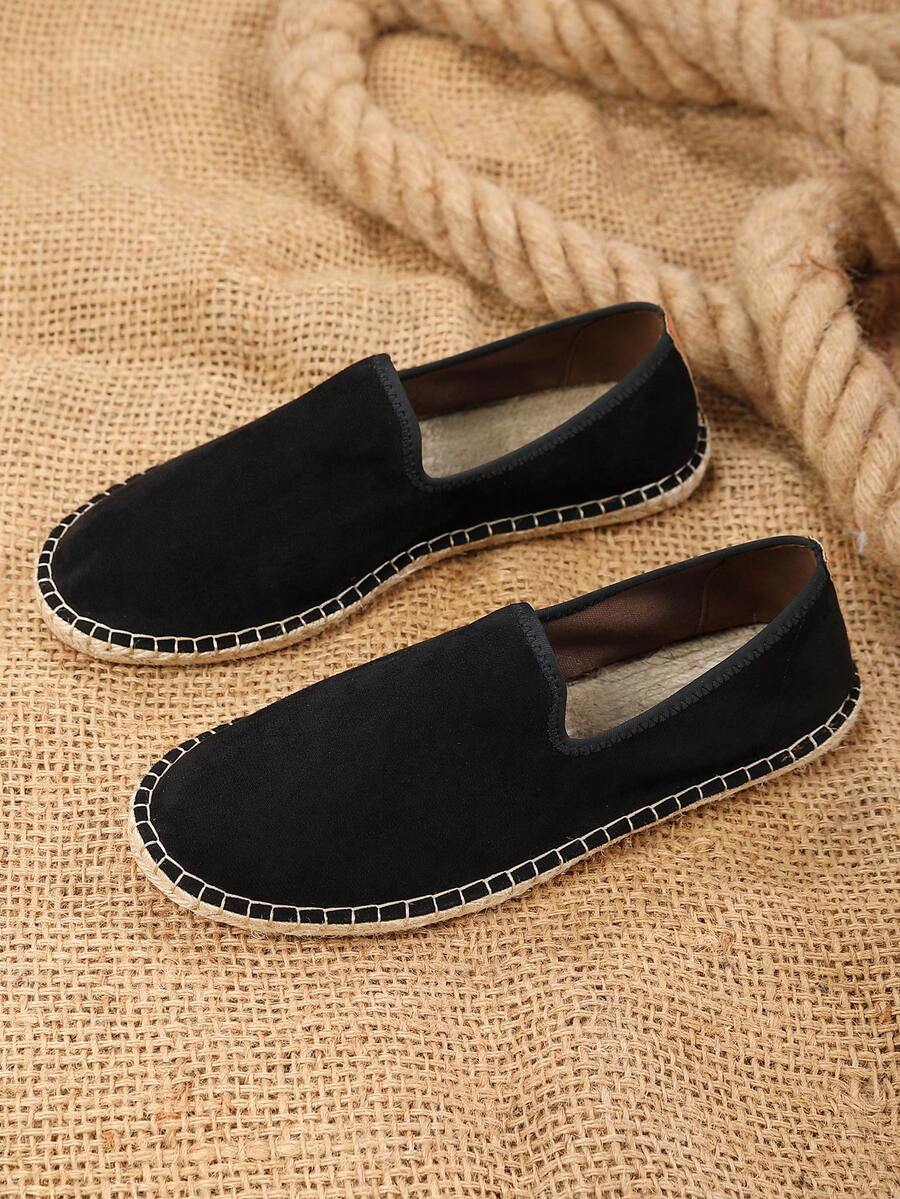 Espadrilles homme à enfiler semelle plate - Noir