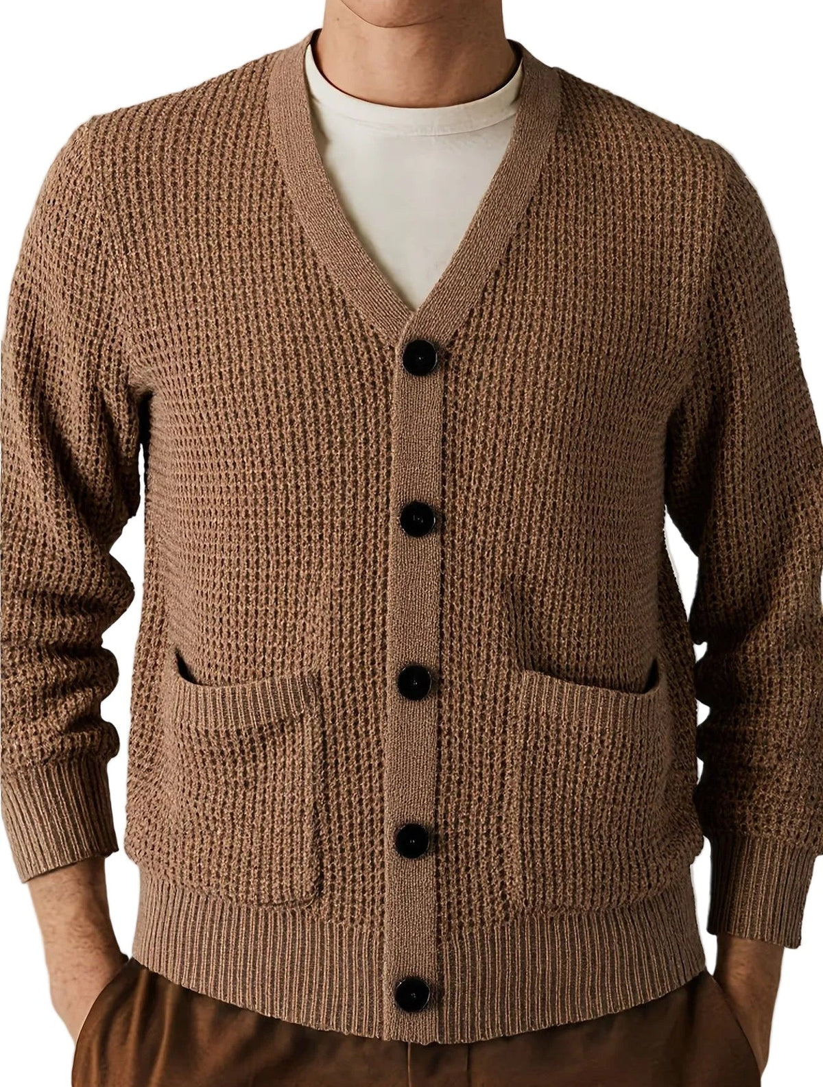 Gilet en Maille Gaufrée pour Homme - Marron