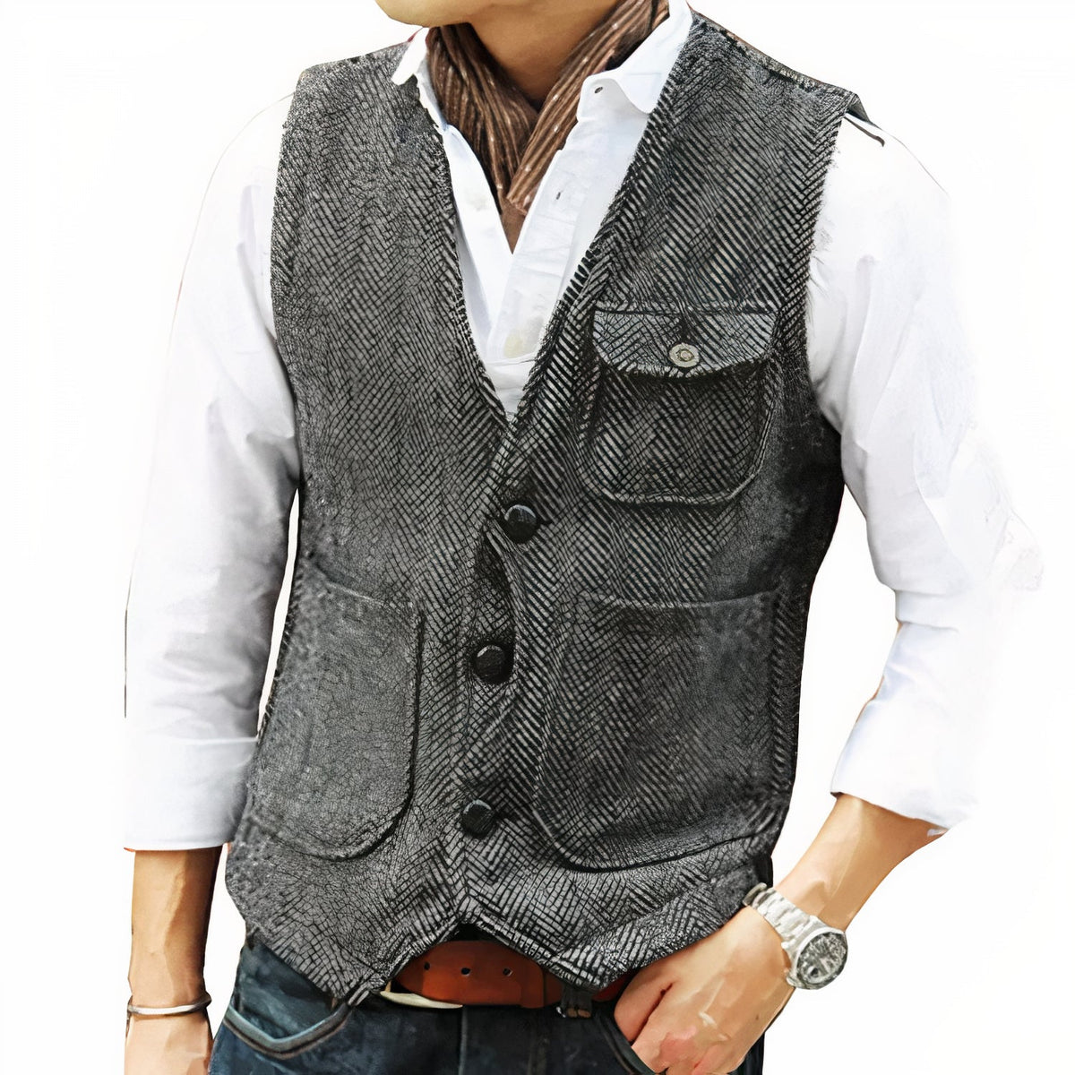 Gilet Homme à Coupe Premium – Élégance au Quotidien - Gris foncé