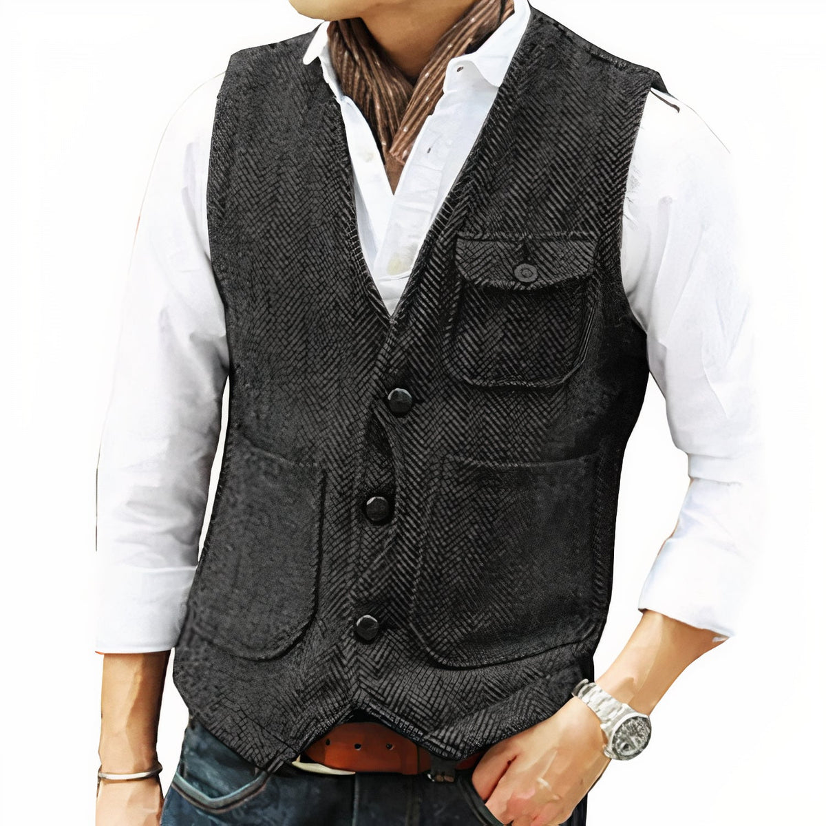 Gilet Homme à Coupe Premium – Élégance au Quotidien - Noir