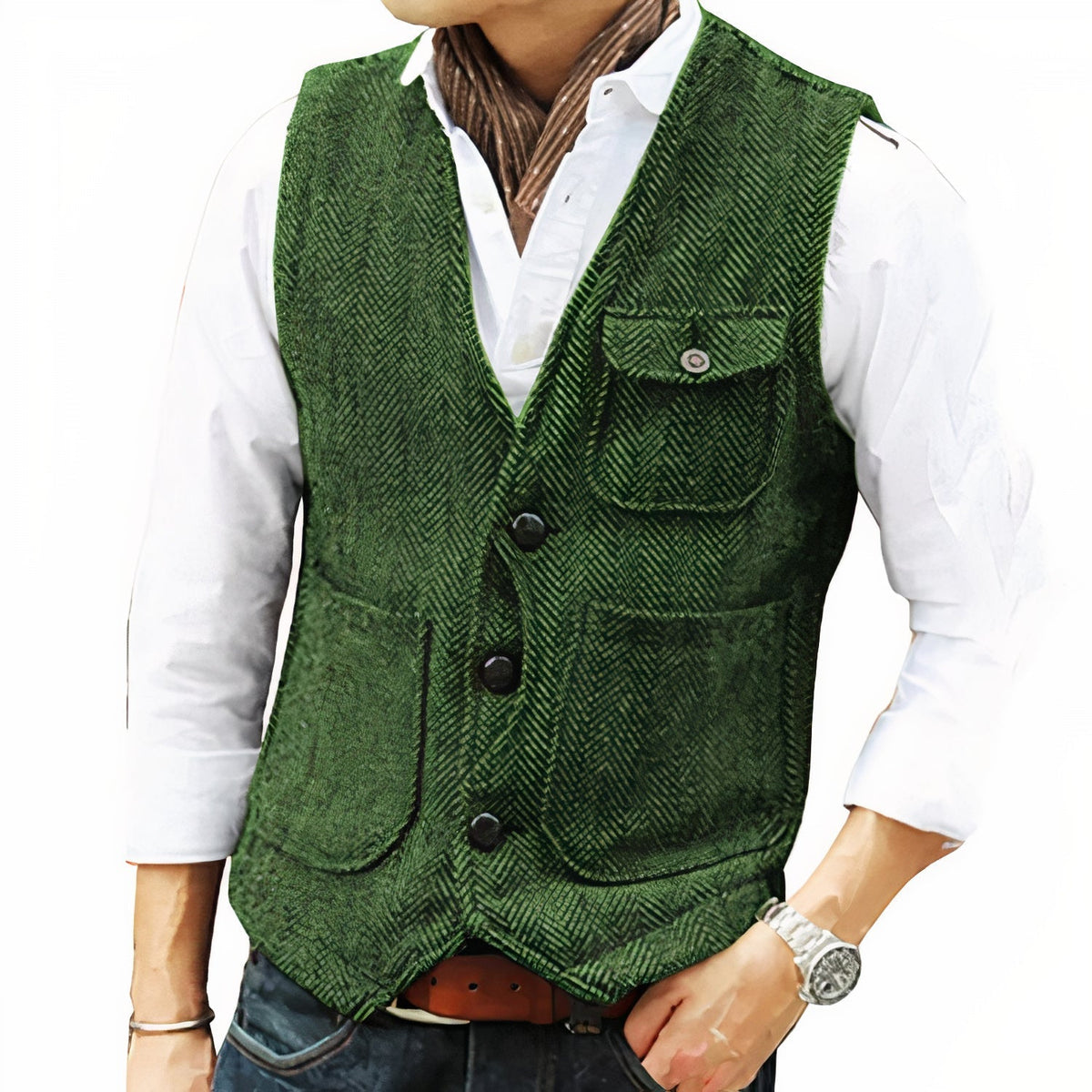 Gilet Homme à Coupe Premium – Élégance au Quotidien - Vert