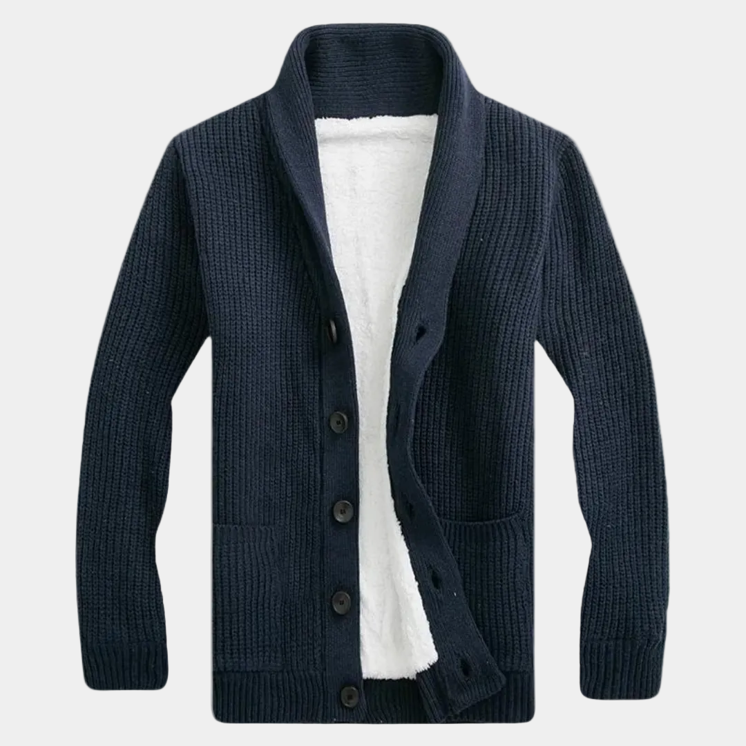Gilet homme col châle boutonné - Bleu