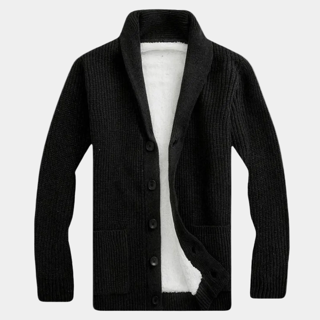 Gilet homme col châle boutonné - Noir