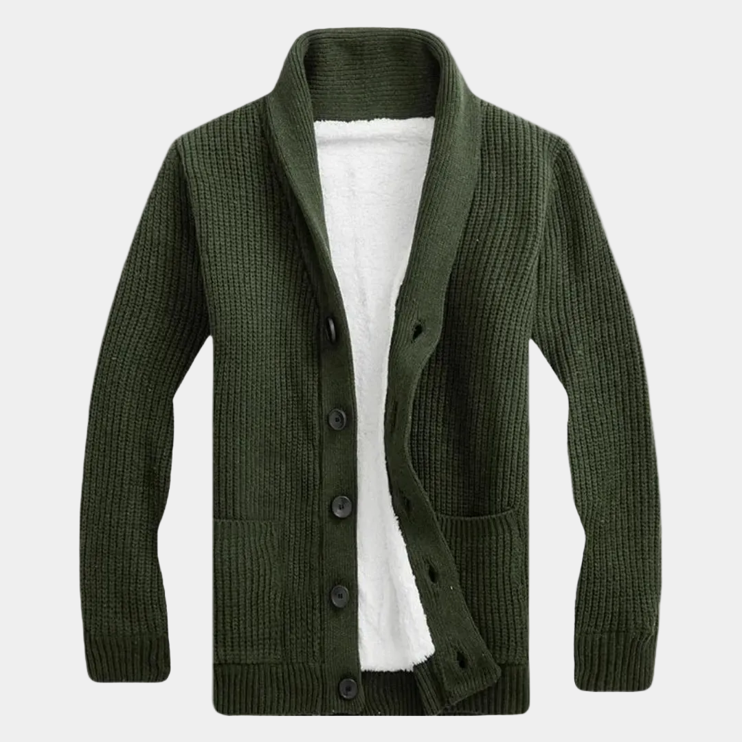 Gilet homme col châle boutonné - Vert