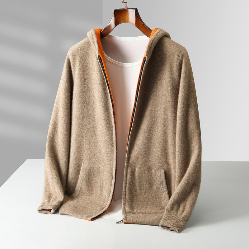 Gilet homme zippé à capuche - Kaki
