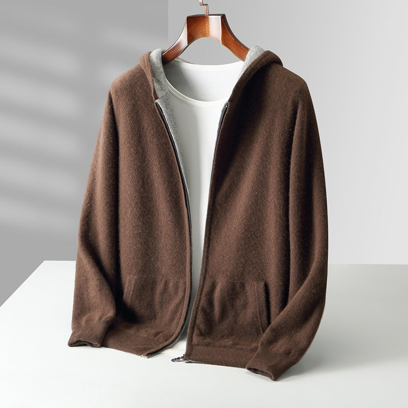 Gilet homme zippé à capuche - Marron
