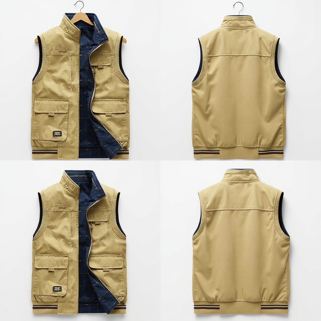 Gilet Réversible en Coton Homme – Gilet d’Extérieur de Luxe avec Multi-Poches - image 2