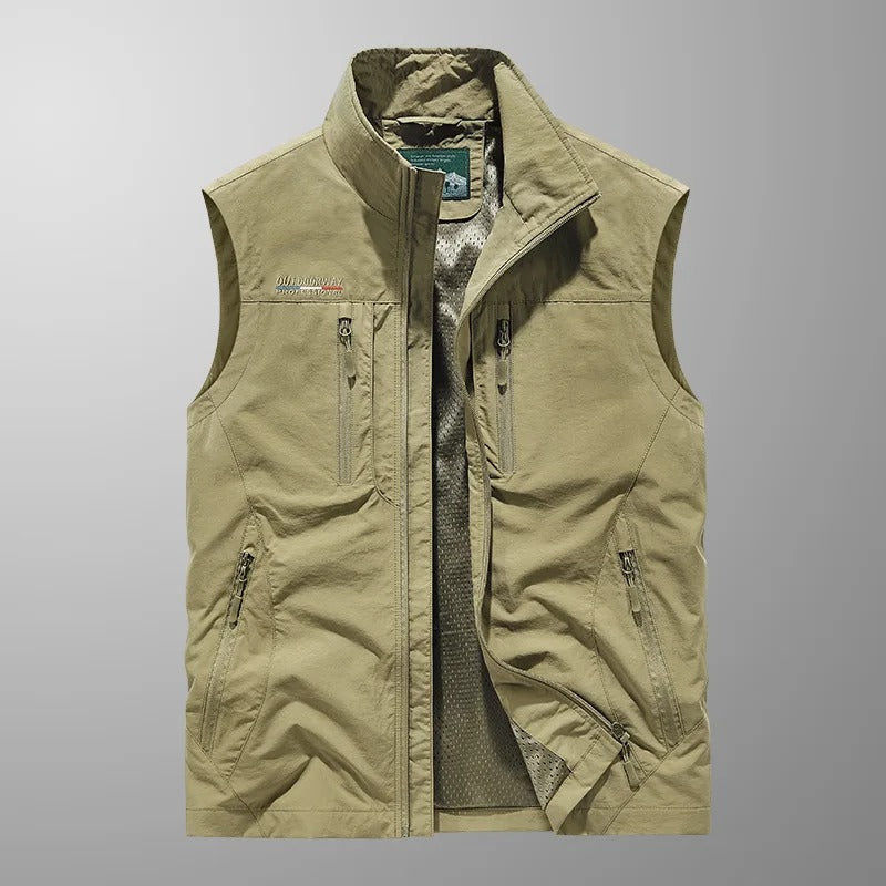 Gilet utilitaire homme léger multi-poches – durable, confortable, polyvalent - Kaki