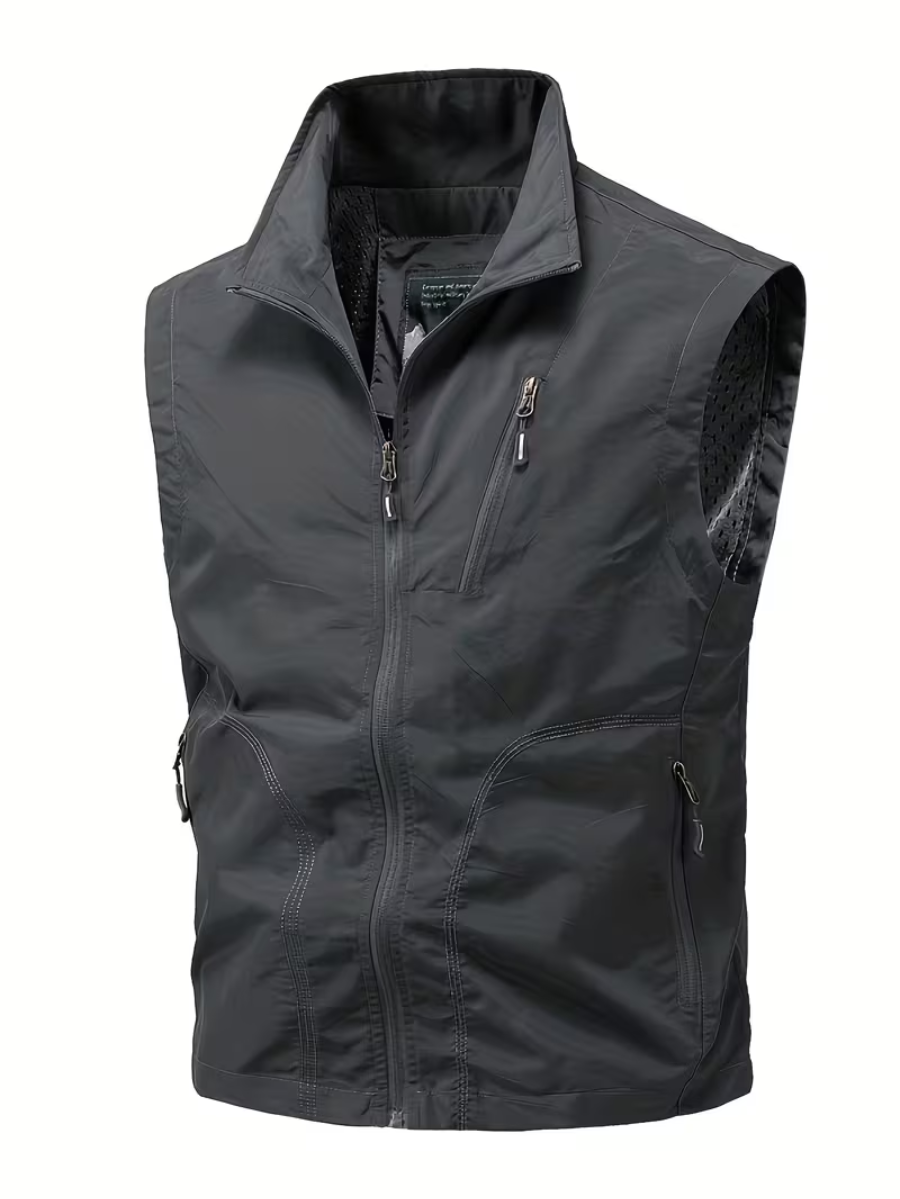 Gilet utilitaire zippé pour hommes - Gris foncé