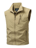 Gilet utilitaire zippé pour hommes - Kaki