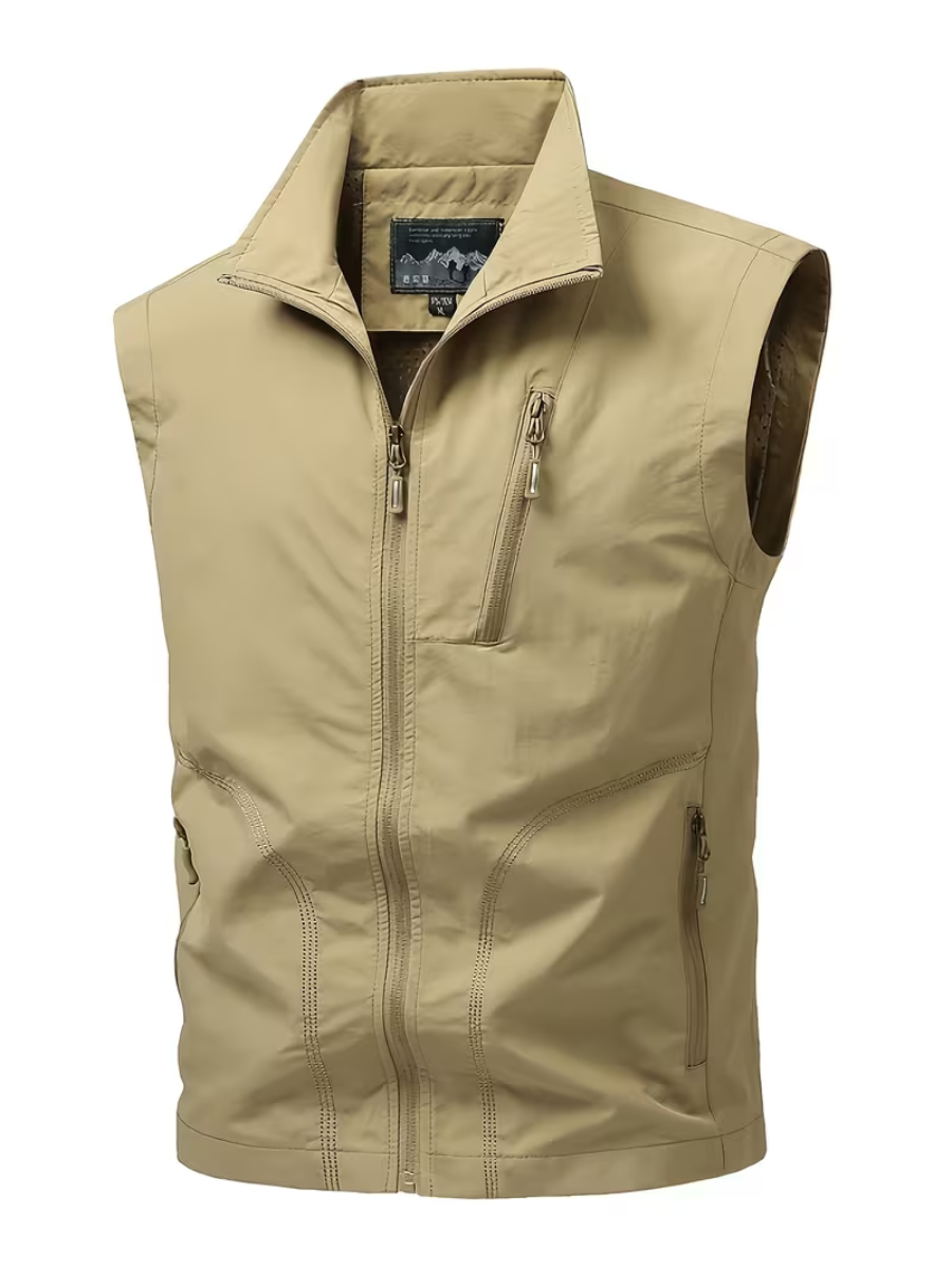 Gilet utilitaire zippé pour hommes - Kaki