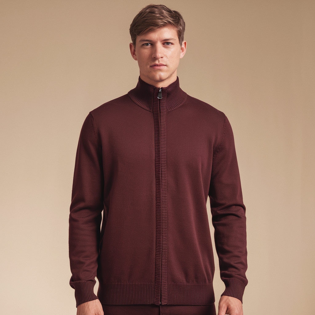 Hommes Cardigan zippé confortable en coton élégant - image 1