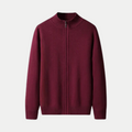 Hommes Cardigan zippé confortable en coton élégant - Bourgogne