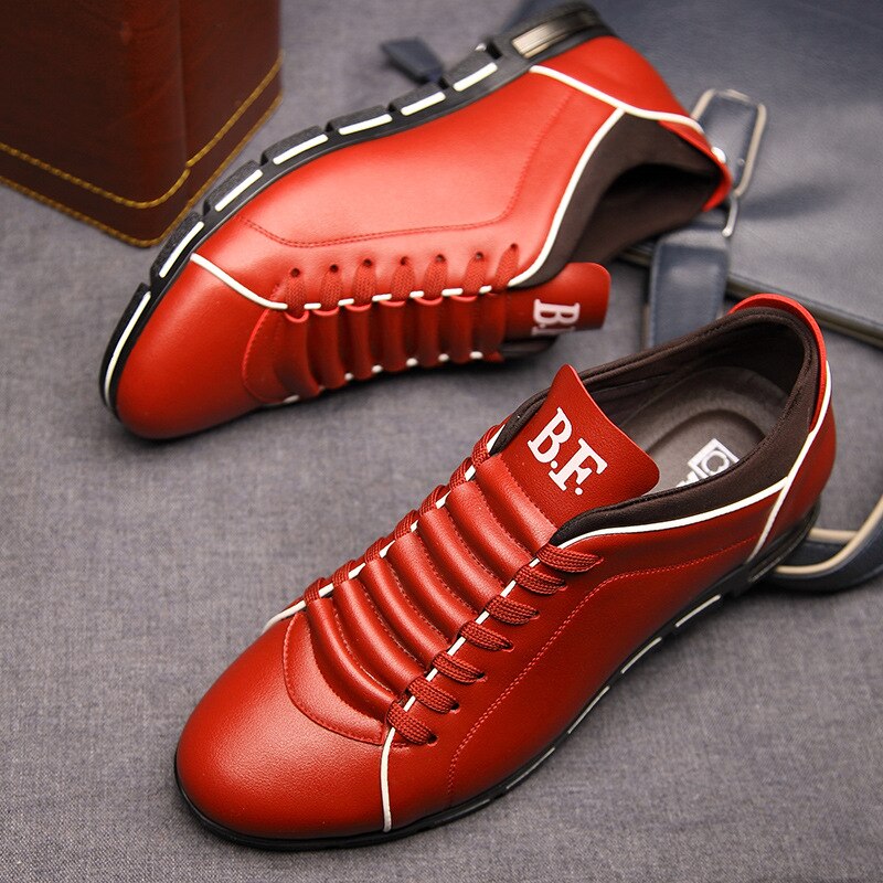 Hommes Formelles en Cuir Véritable Chaussures – Confort et Élégance - Rouge