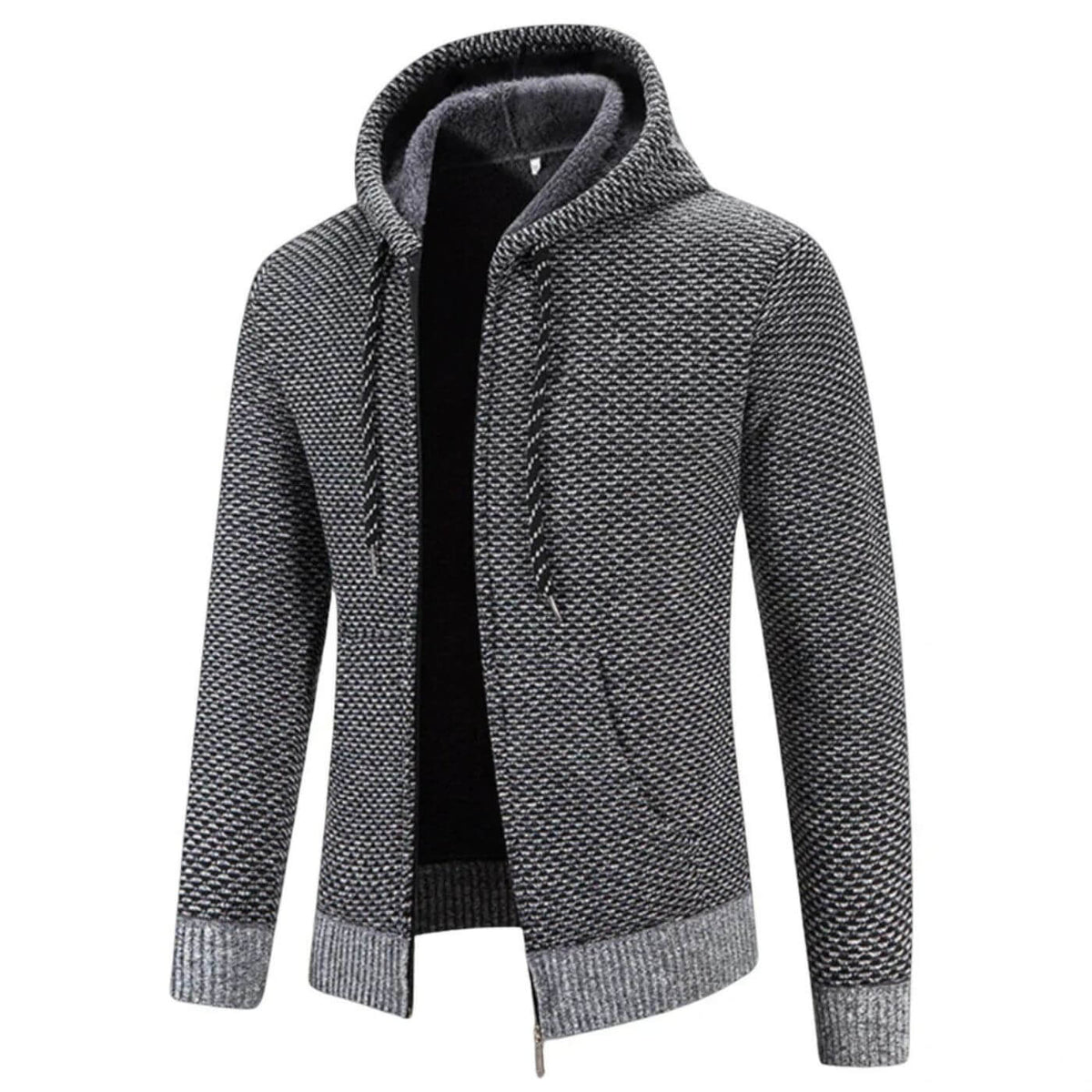 Hoodie Homme Doublé de Polaire – Cardigan Épais et Confortable - Gris