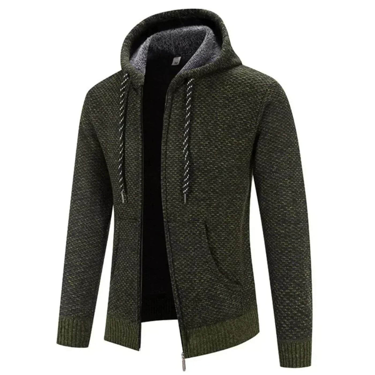 Hoodie Homme Doublé de Polaire – Cardigan Épais et Confortable - Vert