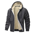 Hoodie Homme Zip Sherpa Doublé – Veste Décontractée Chaude Premium - Gris foncé