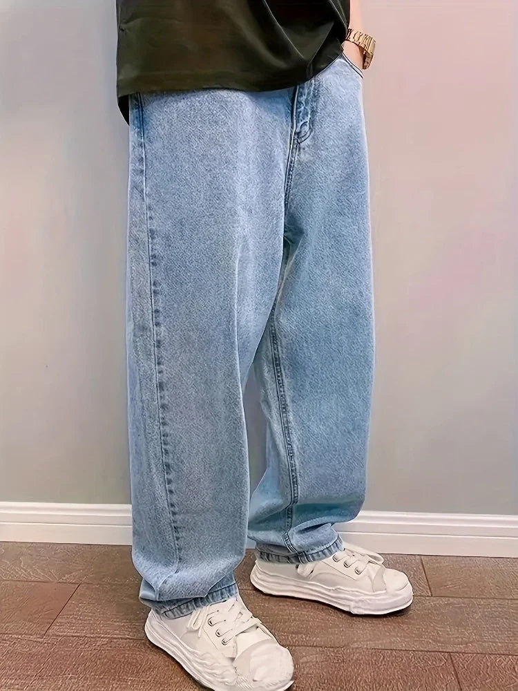 Jean Baggy en Denim pour Homme – Détail Plissé, Coupe Décontractée - image 3