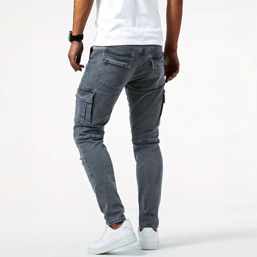 Jean cargo extensible pour hommes – Pantalon décontracté ajusté en denim - image 5