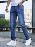 Jean décontracté pour homme | Extensibilité moyenne & design classique | Pantalon en denim - Bleu