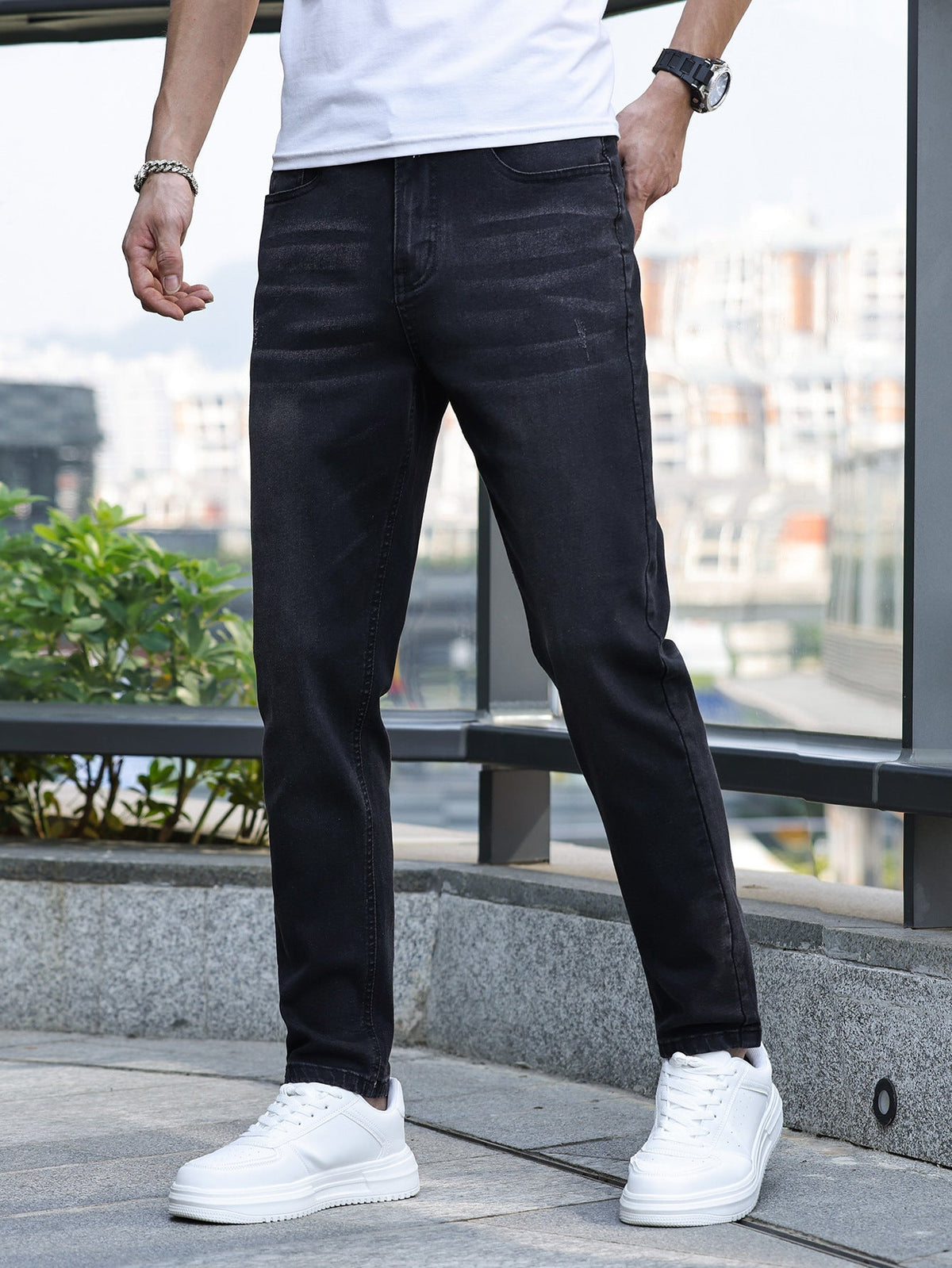 Jean décontracté pour homme | Extensibilité moyenne & design classique | Pantalon en denim - Bleu profond