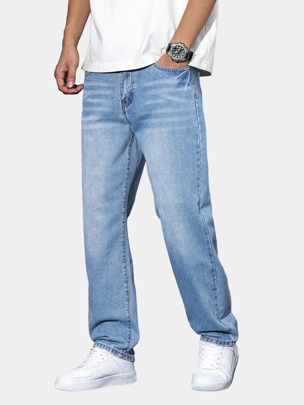 Jean homme coupe droite délavé - Bleu