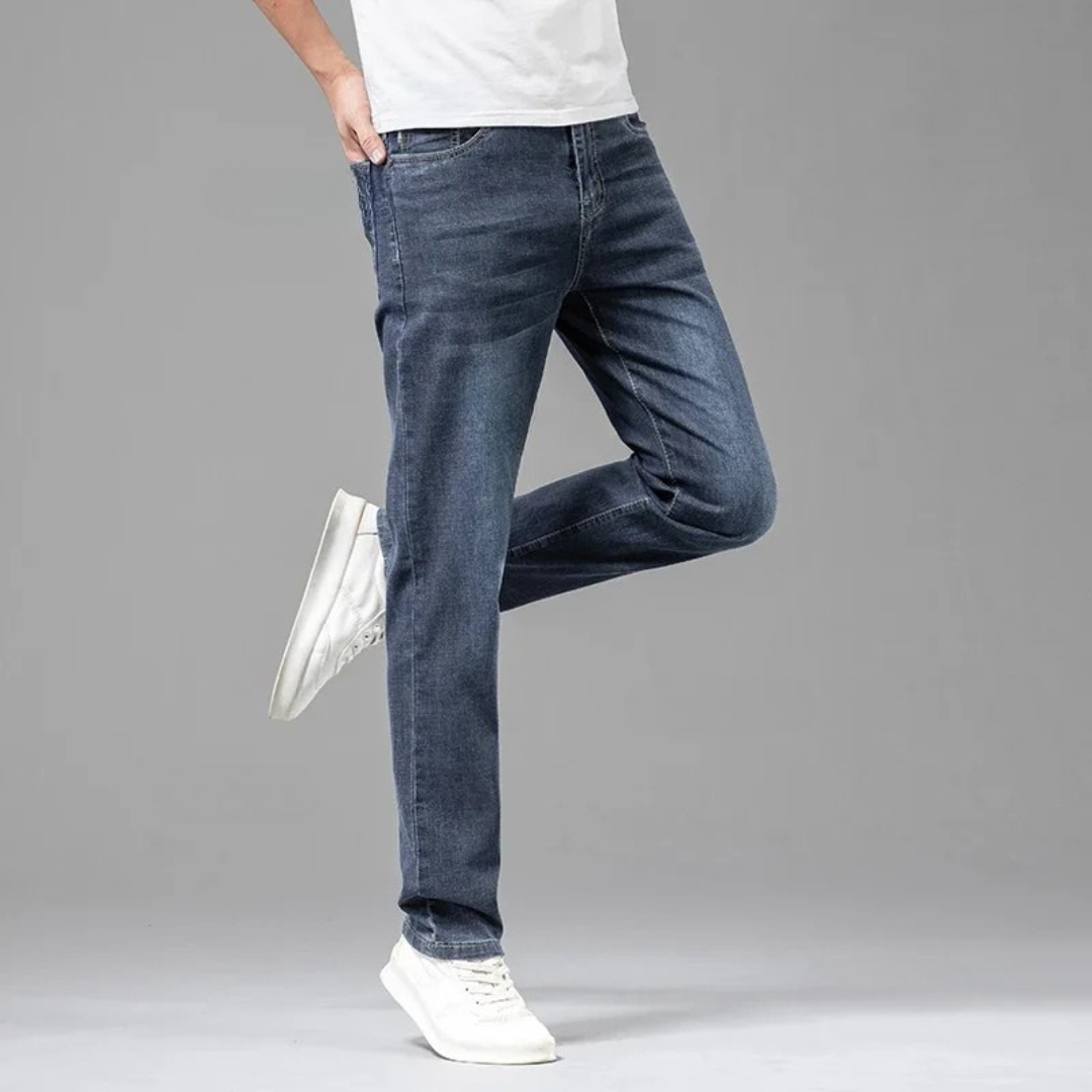 Jean Homme Premium Résistant Coupe Droite Ajustée – Denim Quotidien - Bleu foncé